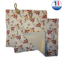 Charger l&#39;image dans la galerie, Lot de 3 essuie-tout lavables de couleur blanc aux motifs pourpres