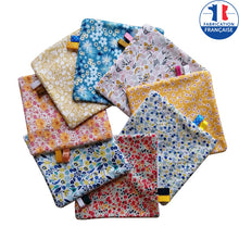 Charger l&#39;image dans la galerie, Lot de 8 lingettes lavables en coton aux tons jaune, rouge et bleu