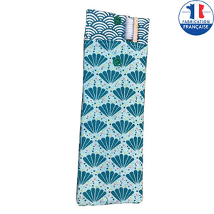 Étui à brosse à dents en tissu imperméable aux motifs de petites palmes bleues turquoises