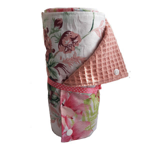 Rouleau essuie-tout lavables à pressions aux motifs à fleurs roses